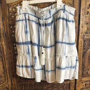 🇺🇸 Pilcro Blue and White Plaid Mini Skirt